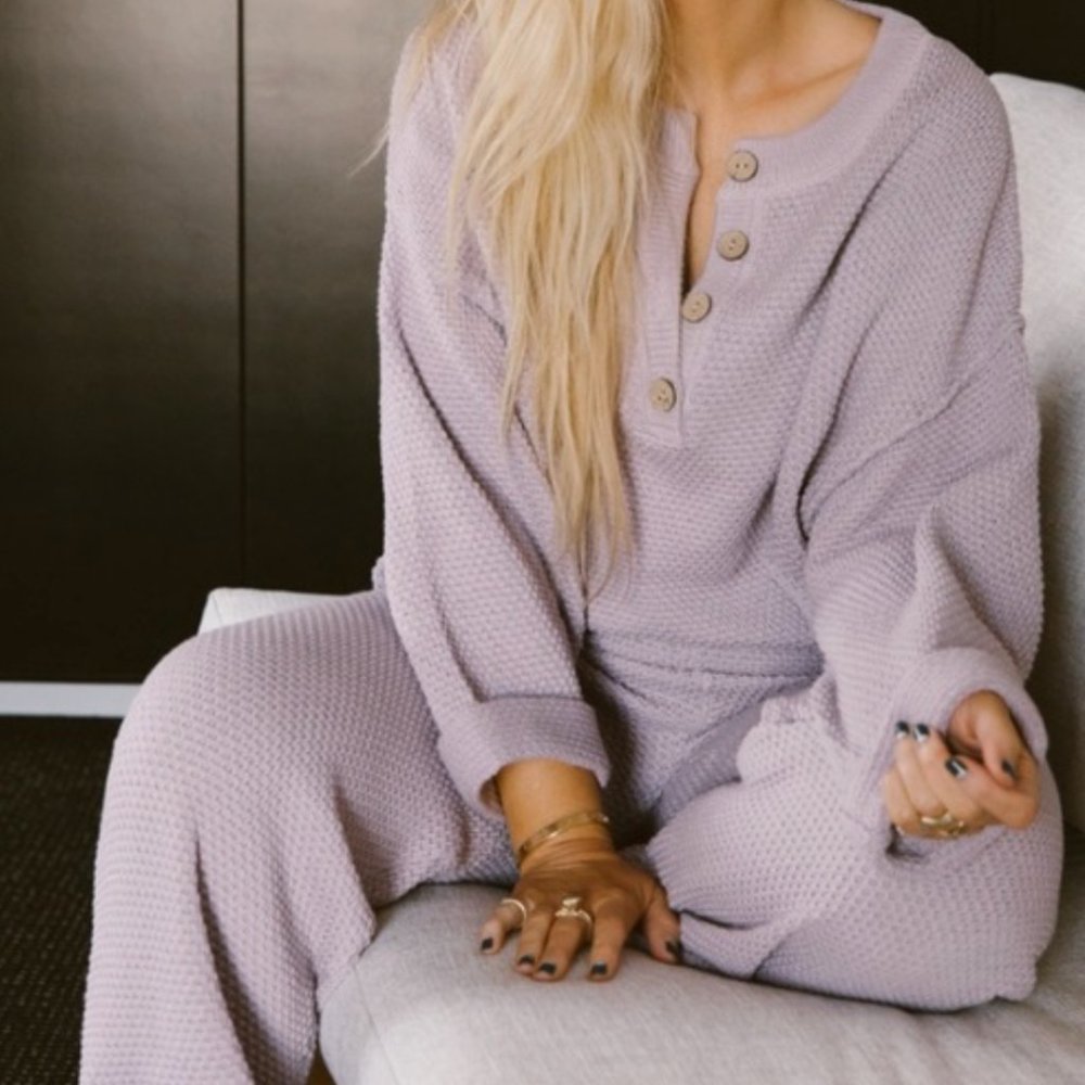 Free People beach Hailee sweater knit set S Lavendar